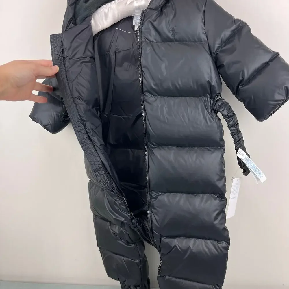 Ralph Lauren Water Repellent Down Snowsuit Black 9 Months NWT